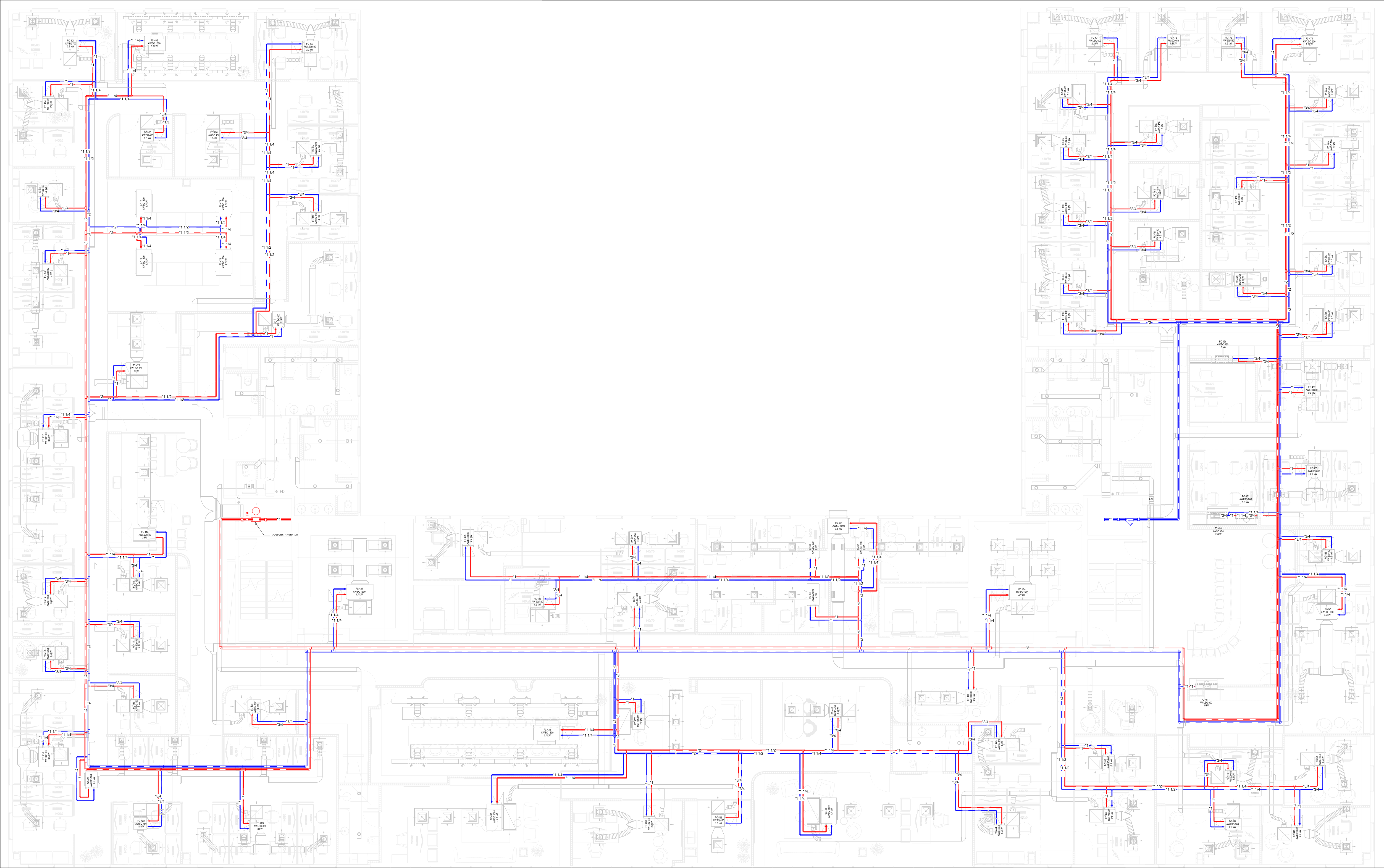 Финальный вид Revit после размещения необходимой маркировки плагином Pipe Tagger.